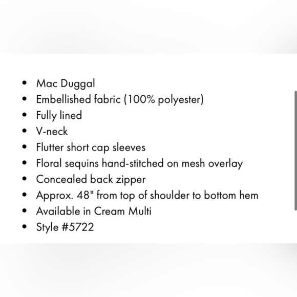 Mac Duggal Beige Floral Embellished Flutter Cap Sleeve Size 16 NWT. - Picture 5 of 16